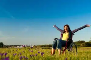 Happy woman in wheelchair