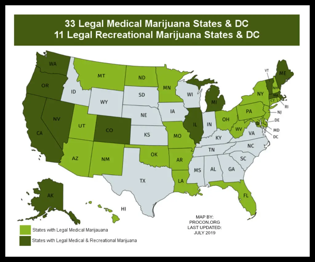 legal marijuana states 2019