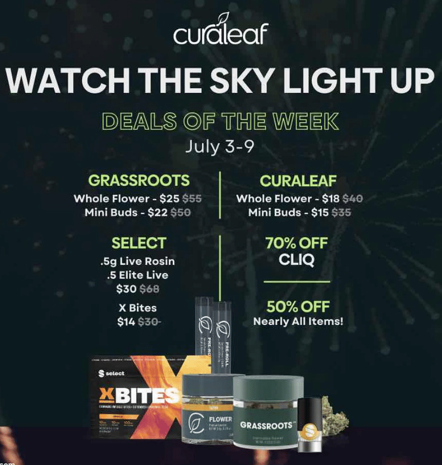 curaleaf fourth of july sales 2024